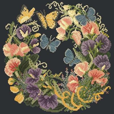Sweetpeas Needlepoint Kit Kits Elizabeth Bradley Design Black 
