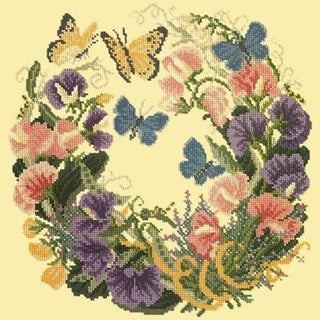 Sweetpeas Needlepoint Kit Kits Elizabeth Bradley Design Butter Yellow 
