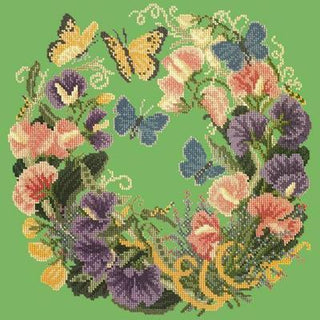 Sweetpeas Needlepoint Kit Kits Elizabeth Bradley Design Grass Green 
