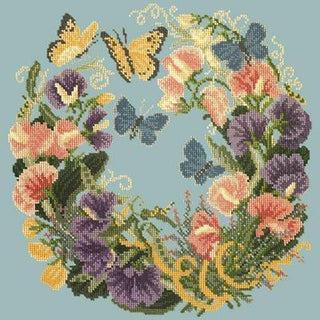 Sweetpeas Needlepoint Kit Kits Elizabeth Bradley Design Pale Blue 
