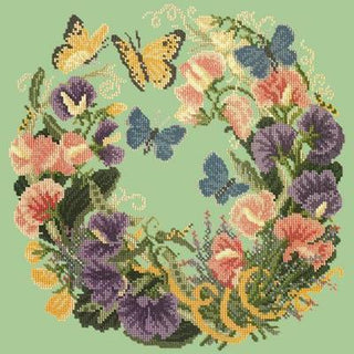 Sweetpeas Needlepoint Kit Kits Elizabeth Bradley Design Pale Green 
