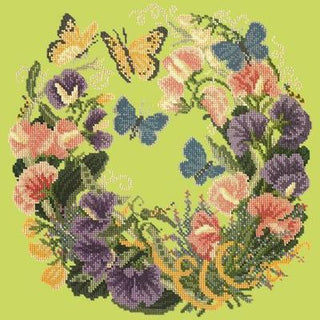 Sweetpeas Needlepoint Kit Kits Elizabeth Bradley Design Pale Lime 
