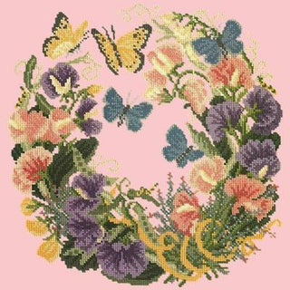 Sweetpeas Needlepoint Kit Kits Elizabeth Bradley Design Pale Rose 

