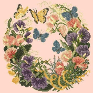 Sweetpeas Needlepoint Kit Kits Elizabeth Bradley Design Salmon Pink 
