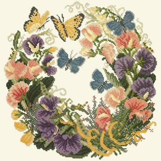 Sweetpeas Needlepoint Kit Kits Elizabeth Bradley Design Winter White 
