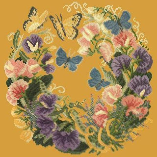 Sweetpeas Needlepoint Kit Kits Elizabeth Bradley Design Yellow 
