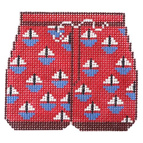 Swimming Trunks - Sailboats Painted Canvas The Meredith Collection 