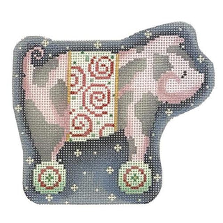 Swirls Pig on Wheels Painted Canvas Associated Talents 
