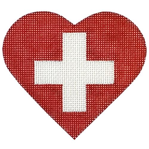 Swiss Flag Heart Painted Canvas Pepperberry Designs 