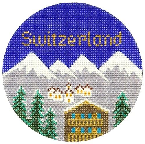 Switzerland Ornament Painted Canvas Silver Needle 