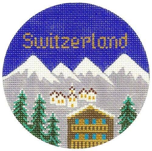 Switzerland Ornament Painted Canvas Silver Needle 
