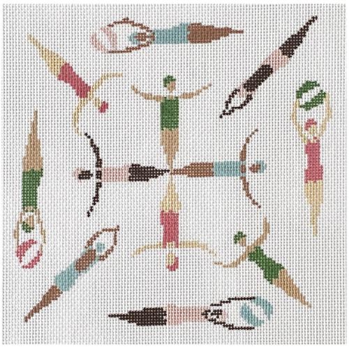 Synchronized Swimmers Painted Canvas The Plum Stitchery  - 1
