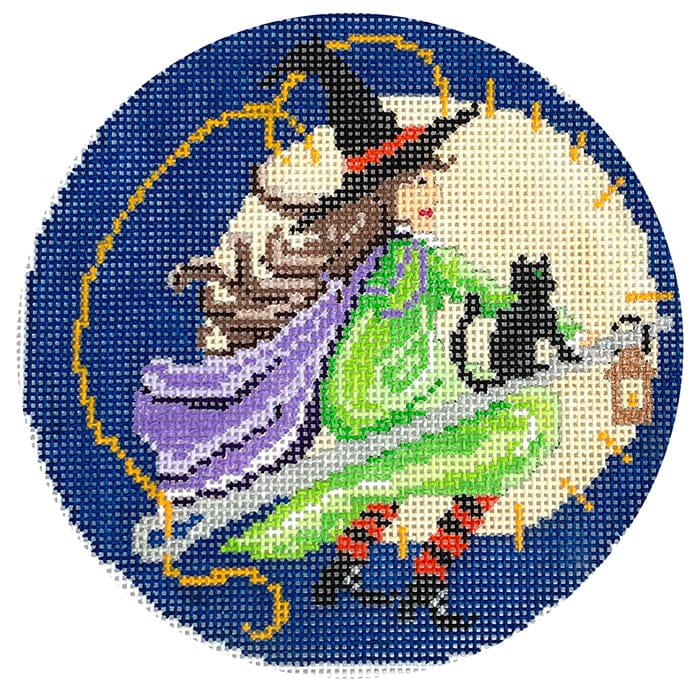 Tabitha the Stitch Witch Painted Canvas The Gingham Stitchery 