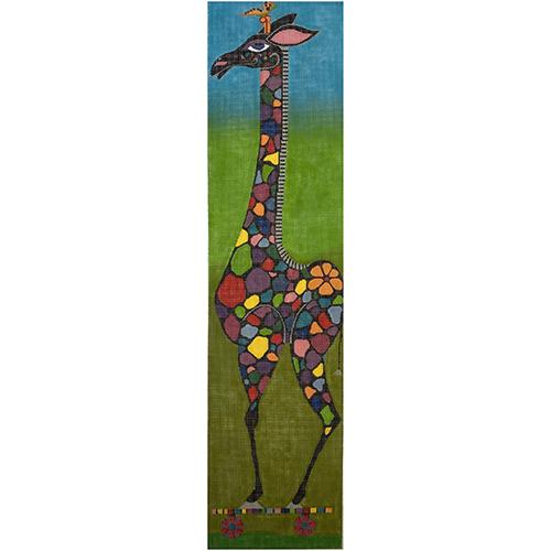 Tall & Long - Rainbow Giraffe on 18 Painted Canvas Zecca 