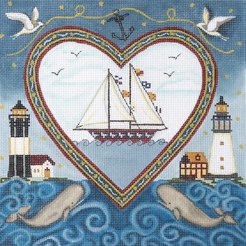 Tall Ship and Lighthouses Painted Canvas Painted Pony Designs 