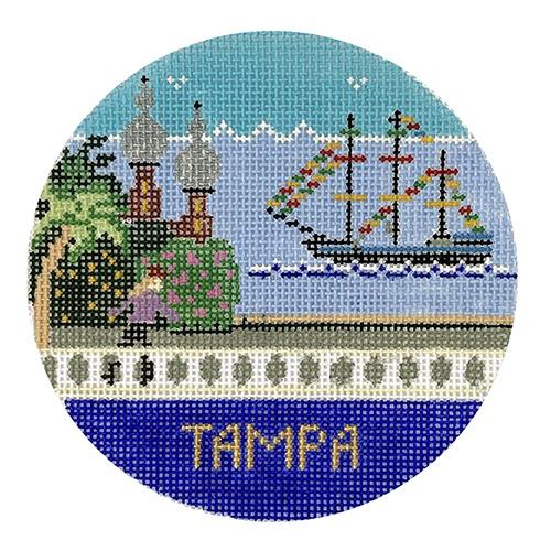 Tampa Round Painted Canvas Doolittle Stitchery  - 1