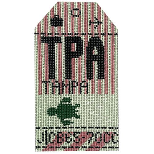 Tampa TPA Vintage Travel Tag Painted Canvas Hedgehog Needlepoint 