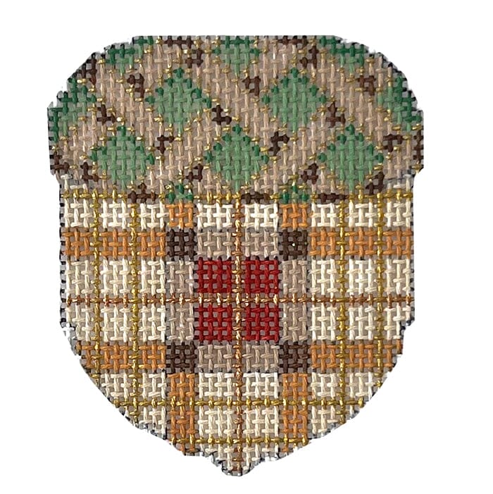Tan Woven Cap/Plaid Acorn Painted Canvas Associated Talents 
