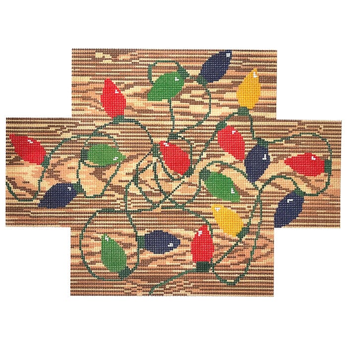 Tangled Christmas Lights Brick Painted Canvas Susan Battle Needlepoint  - 1
