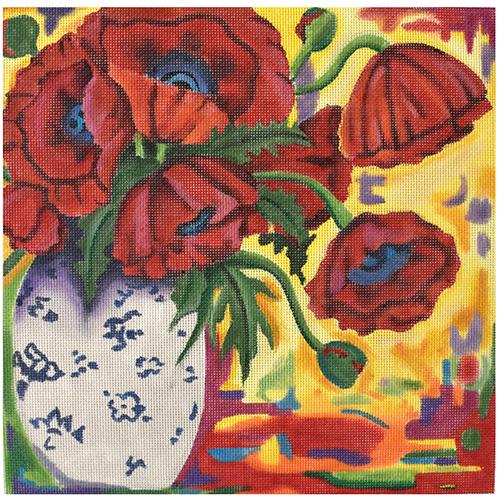 Tapestry Poppies Painted Canvas PLD Designs 