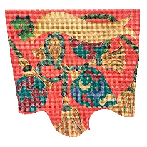 Tassels Etc. Stocking Cuff Painted Canvas a. bradley  - 1