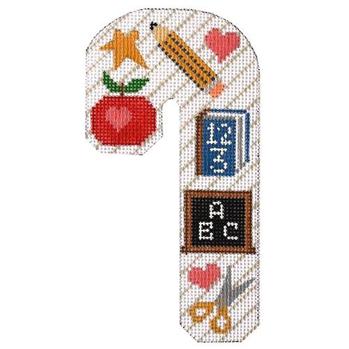 Teacher Candy Cane Painted Canvas Danji Designs  - 1