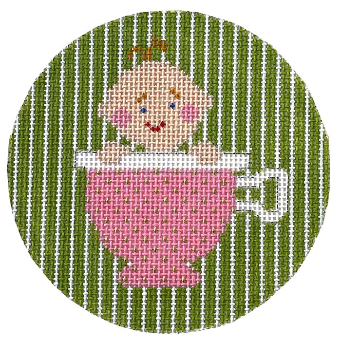 Teacup Girl with Stitch Guide Painted Canvas The Princess & Me 
