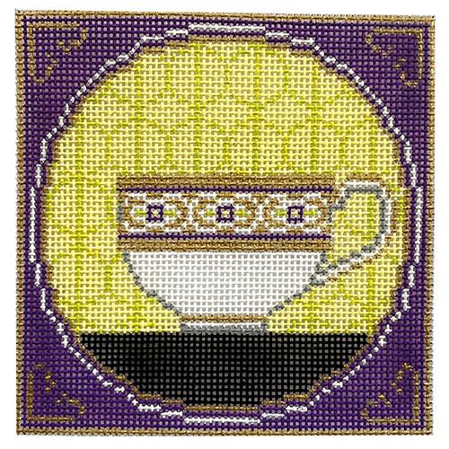 Teacup - Purple & Gold Painted Canvas The Point of It All Designs 