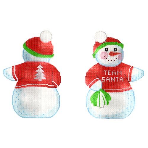 Team Santa Snowman Painted Canvas Labors of Love Needlepoint  - 1