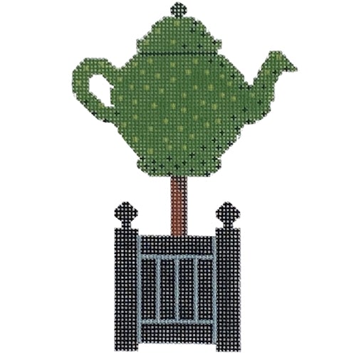 Teapot Topiary Painted Canvas Rachel Donley 