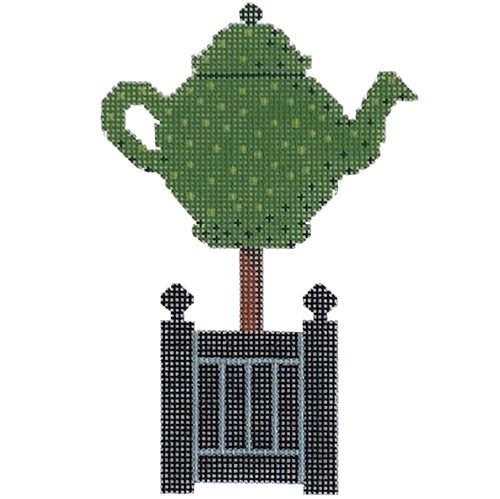 Teapot Topiary Painted Canvas Rachel Donley  - 1