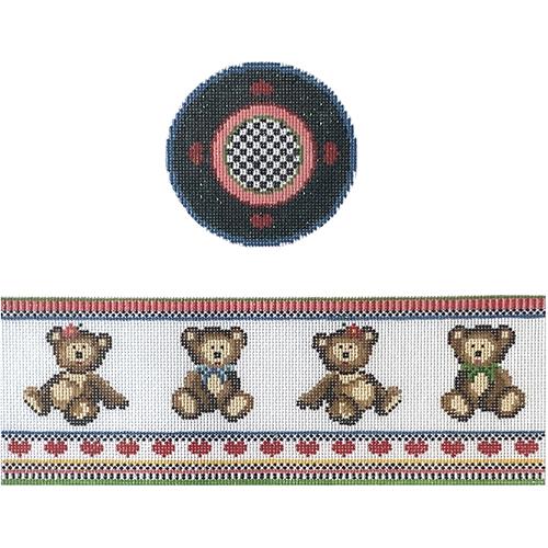 Teddy Bears Hinged Box with Hardware Painted Canvas Funda Scully  - 1