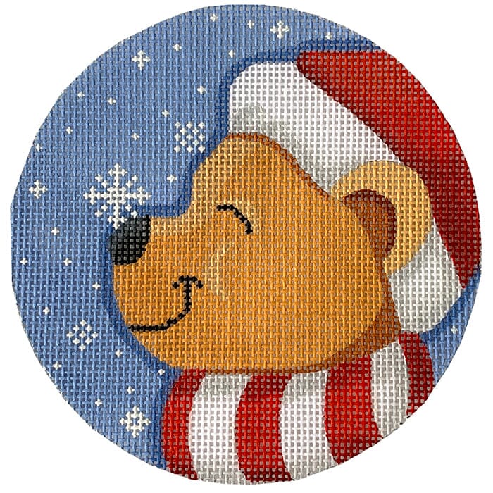 Teddy with Snowflakes Painted Canvas CBK Needlepoint Collections 
