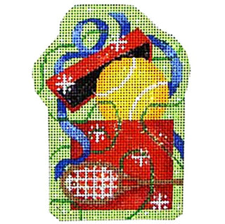 Tennis Ball in Present Ornament Painted Canvas Associated Talents 
