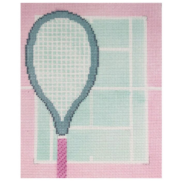 Tennis Court   Pink   Large Painted Canvas Atlantic Blue Canvas  - 1
