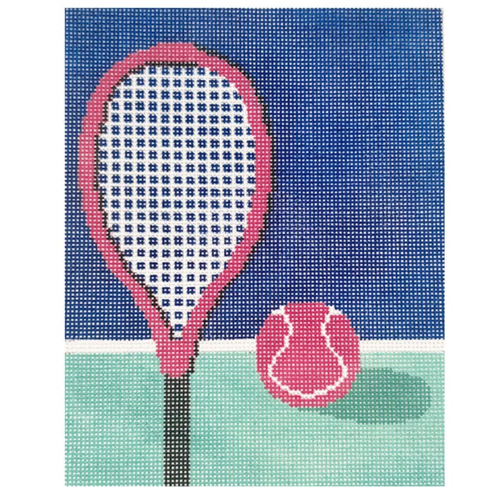 Tennis Court   Teal   Large Painted Canvas Atlantic Blue Canvas  - 1