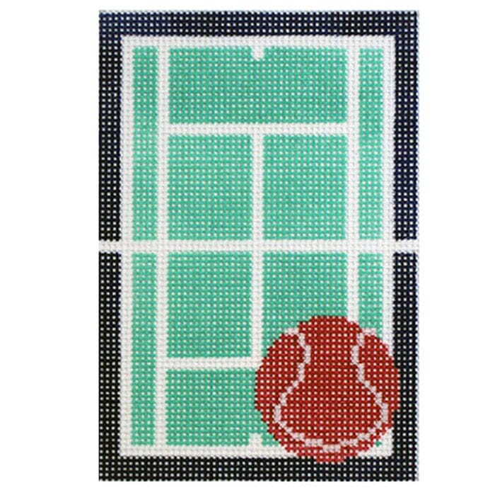 Tennis Court - Teal - Mini Painted Canvas Atlantic Blue Canvas 