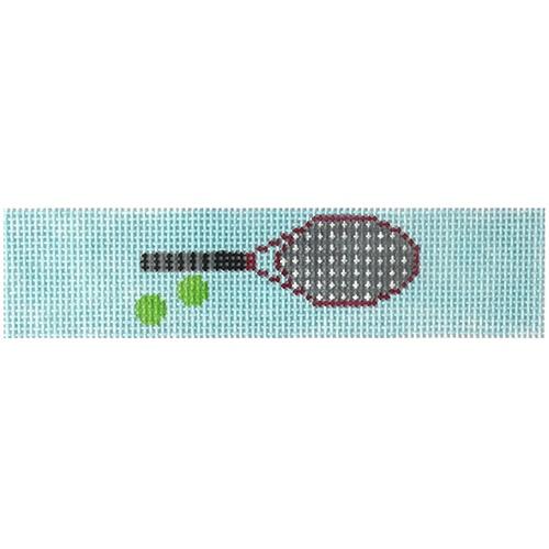 Tennis Racquet Key Fob Painted Canvas The Meredith Collection  - 1