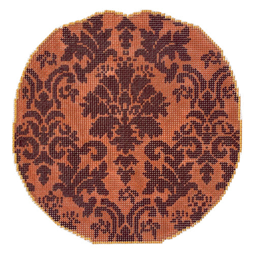 Teri's Damask Pumpkin   2 Piece Painted Canvas Whimsy & Grace - 1