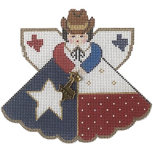 Texas Flag Angel Painted Canvas Painted Pony Designs  - 1