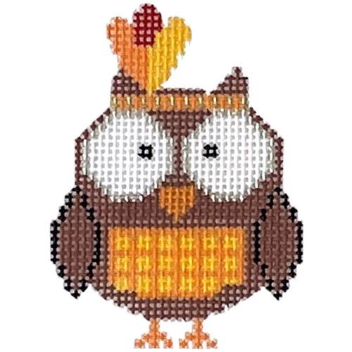 Thanksgiving Guest Owly with Stitch Guide Painted Canvas The Princess & Me  - 1