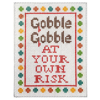 Thanksgiving Ornament   Gobble Gobble Painted Canvas Kimberly Ann Needlepoint 
