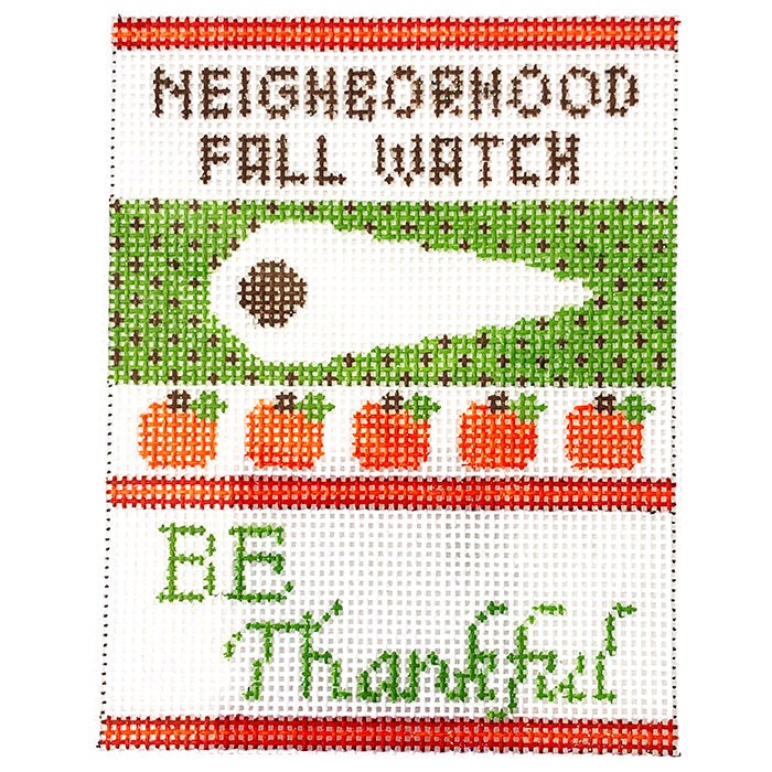 Thanksgiving Ornament - Neighborhood Fall Watch Painted Canvas Kimberly Ann Needlepoint 