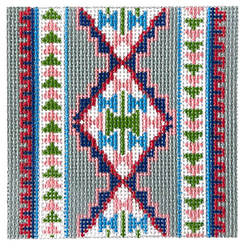 The Arcadia Square in Pink & Green Painted Canvas KCN Designers 
