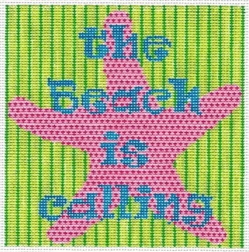 The Beach is Calling Painted Canvas Two Sisters Needlepoint 