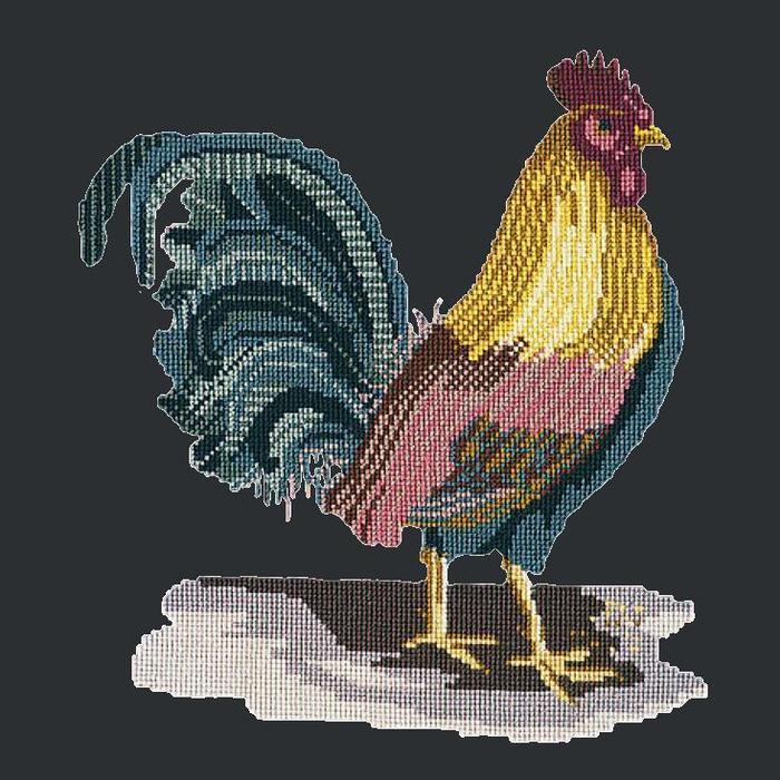 The Cockerel Needlepoint Kit Kits Elizabeth Bradley Design Black 
