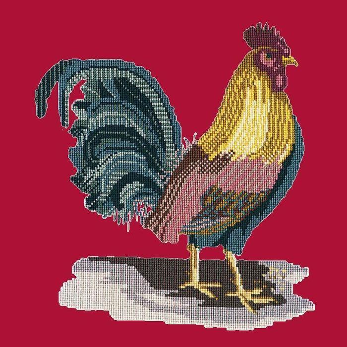 The Cockerel Needlepoint Kit Kits Elizabeth Bradley Design Bright Red 
