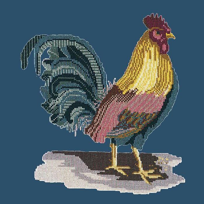 The Cockerel Needlepoint Kit Kits Elizabeth Bradley Design Dark Blue 
