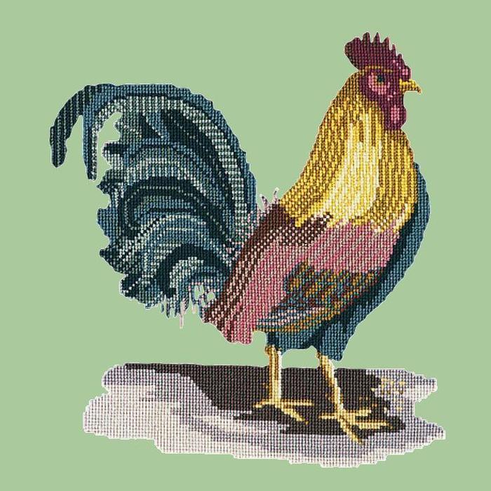 The Cockerel Needlepoint Kit Kits Elizabeth Bradley Design Pale Green 
