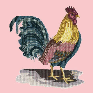 The Cockerel Needlepoint Kit Kits Elizabeth Bradley Design Pale Rose 
